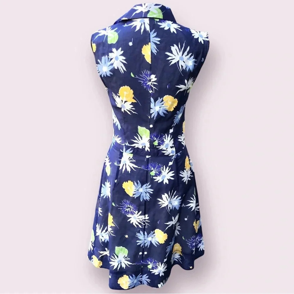 Creatures of the Wind Retro Midi Dress Size 6 Blue Floral 60s Housewife Mad Men - Picture 4 of 10